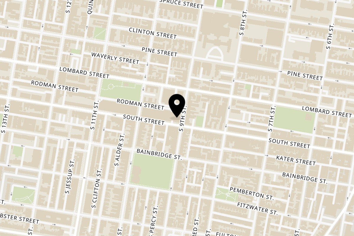 Map showing the location of Chef Cosimo on 901 South St in Philadelphia